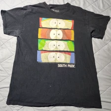 South Park Large Black T Shirt Cartman -Kyle -Kenny -Stan Closeup Eyes