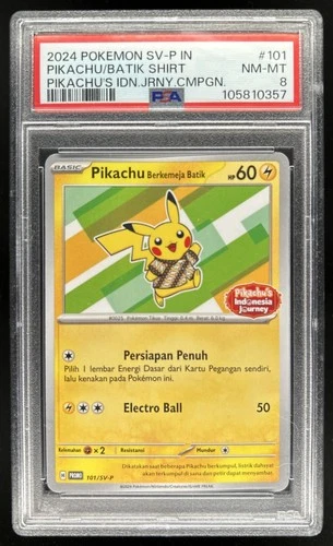 2024 Pokemon Indonesia Pikachu Berkemeja Batik Journey Campaign #101 PSA 8