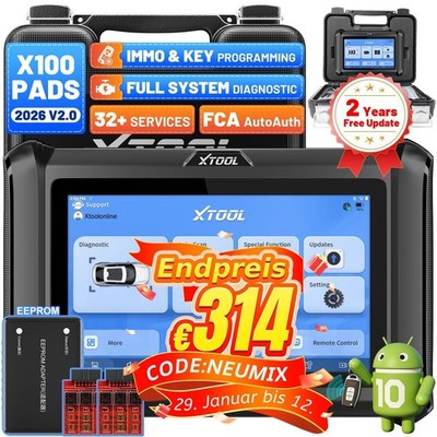 XTOOL X100 PADS V2.0 Profi OBD2 Diagnosegerät IMMO Key Programming ECU Coding DE