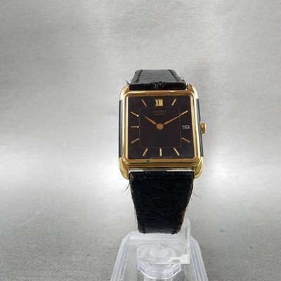 Seiko Tank Watch Men 29mm Black Dial Gold Tone 2a29-501a New