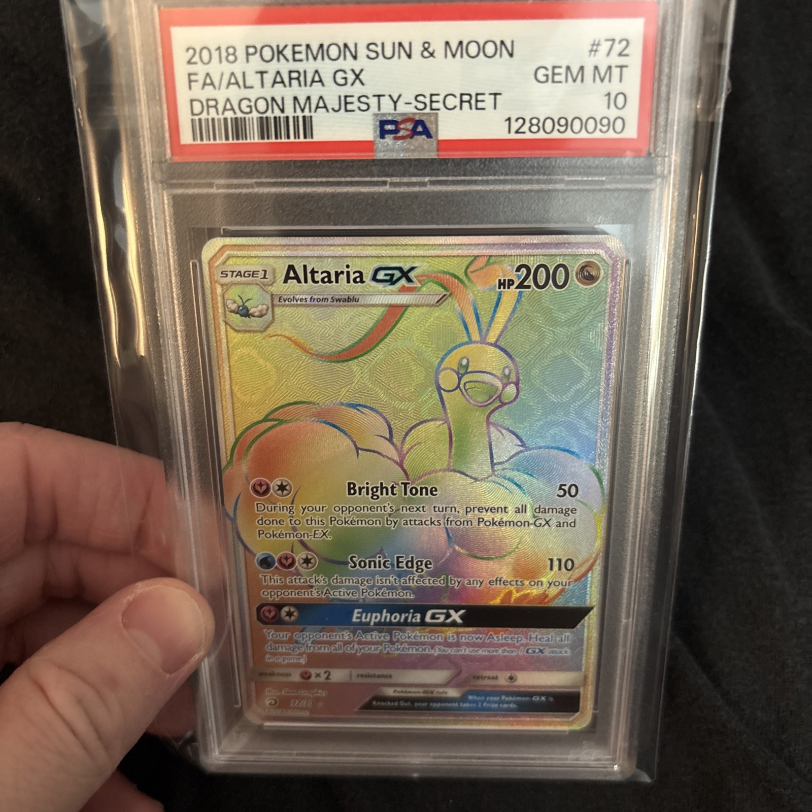 Pokemon Altaria GX Dragon Majesty Secret Rare Full Art #72 PSA 10 Gem Mint