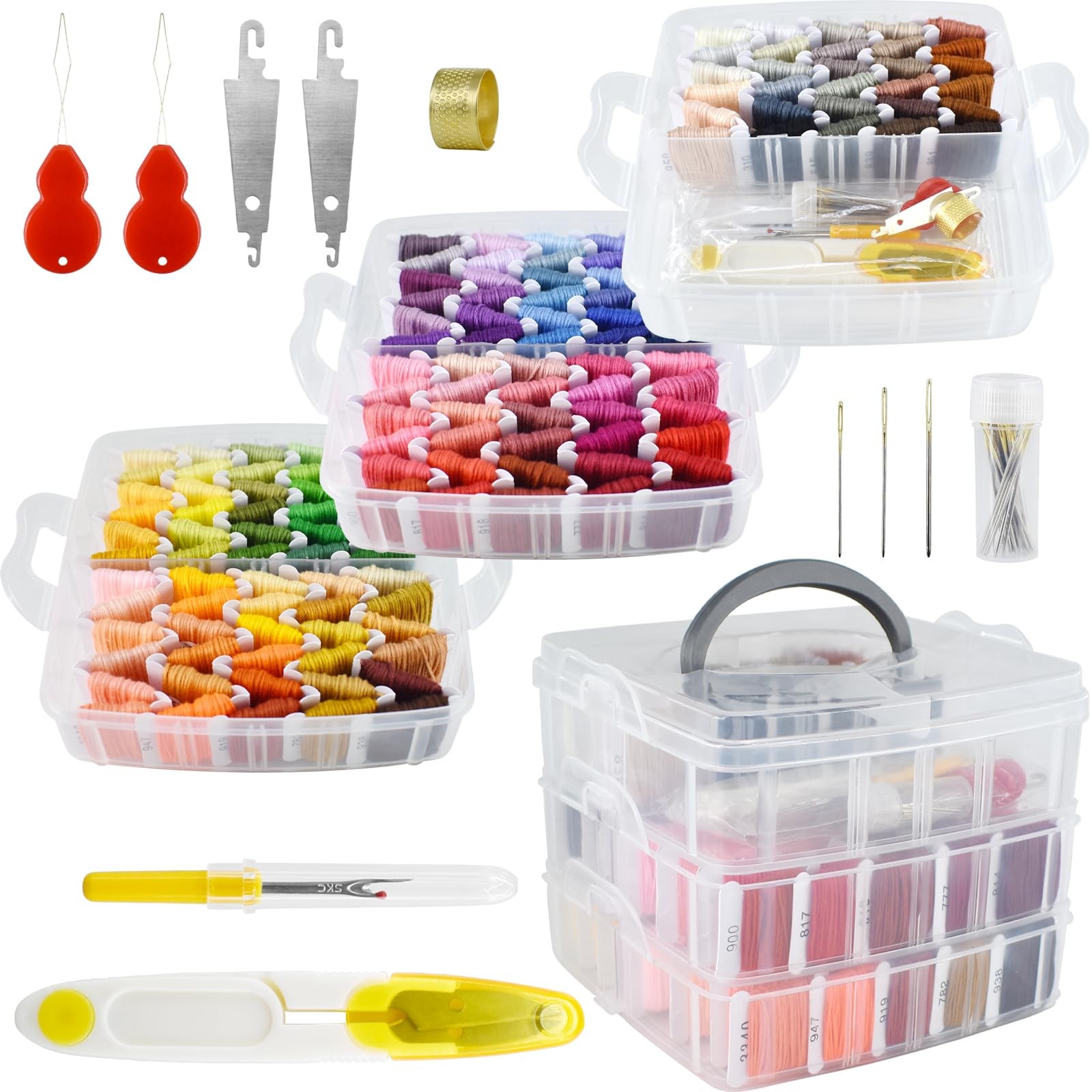 Floss Kit, 150 Colors Cross Stitch Thread Tools With Organi