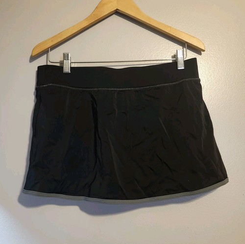 Lands' End Women's Black Skort Size 10 Gray Trim Elastic Waist NWT Retail $54 - Picture 2 of 5