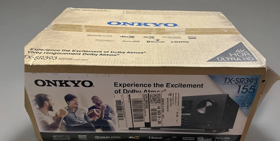 Onkyo TX-SR393 5.2-Channel A/V Receiver, 80W Per Channel at 8 Ohms #TXSR393 - Image 4 of 4