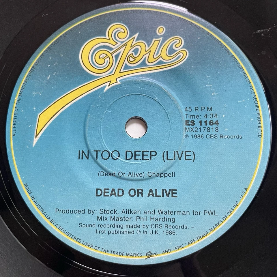 Dead Or Alive Brand New Lover Vinyl Record 7” 45 RPM ES 1164 epic 1986 - Image 4 of 4
