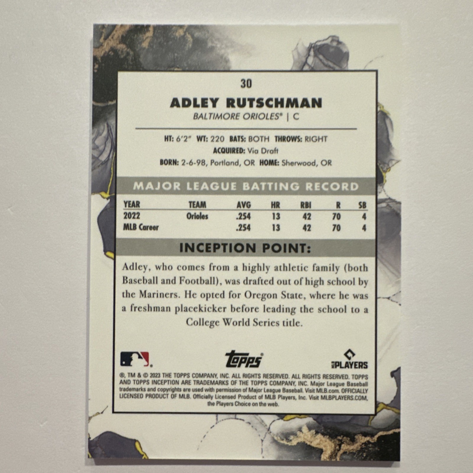 2023 Topps Inception - Adley Rutschman #30 Inception /1 (RC) for sale ...