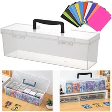 Plastic Trading Card Storage Box Toploader Sports Card Storage Case with Hand...