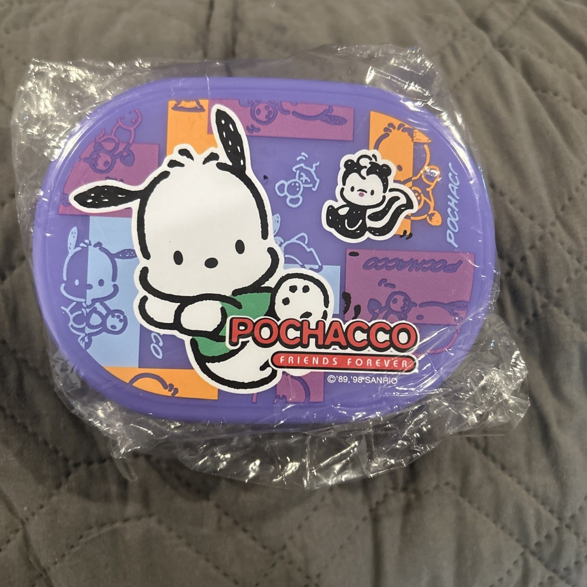 Vintage Sanrio Pochacco Purple Small Plastic Box 1998 Made in