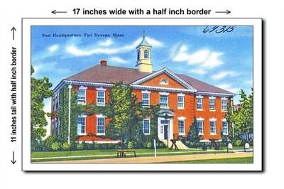 Massachusetts 1940s - Post Headquarters, Fort Devens, Mass. 1 - 11x17 Poster