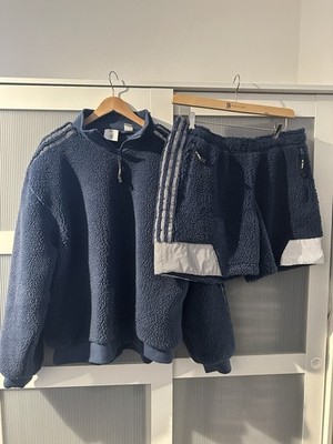 Adidas x Blondey Sherpa Teddy Skater Shorts Pullover Half Zip
