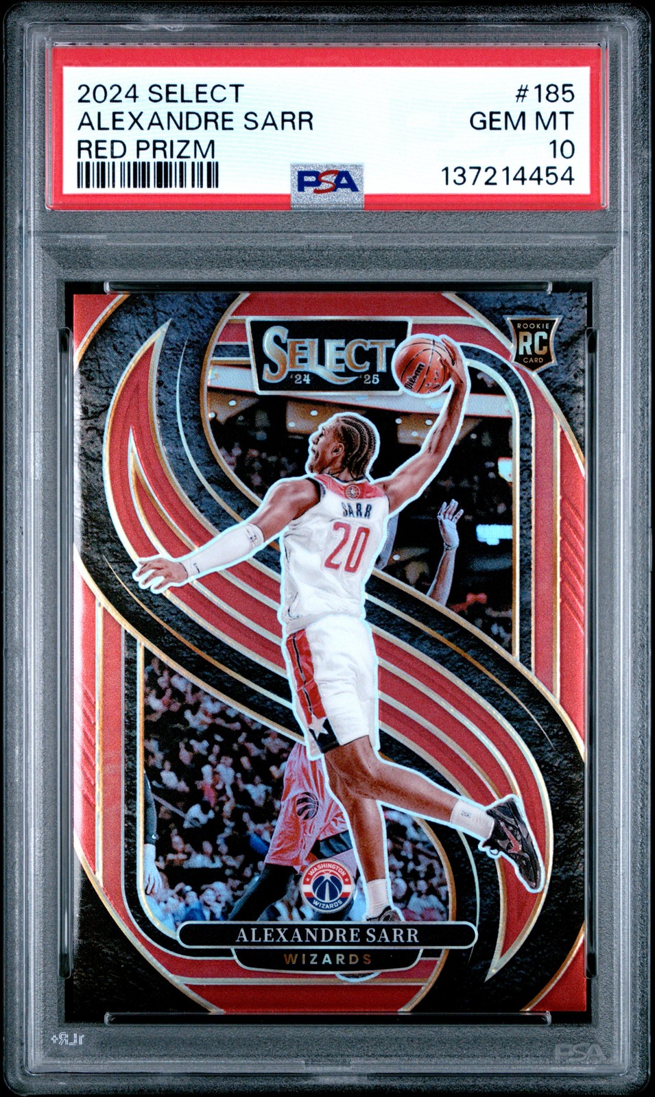 2024 PANINI SELECT RED PRIZM #185 ALEXANDRE SARR 48/199 PSA 10