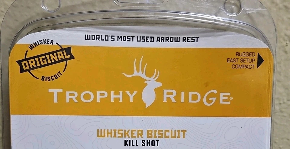 Trophy Ridge Whisker Biscuit Kill Shot pequeno preto AWB500S descanso de flecha novo em folha - Imagem 2 de 4