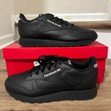 Reebok Women's Classic Leather Lace up Casual/Running Shoes in Black 100008497