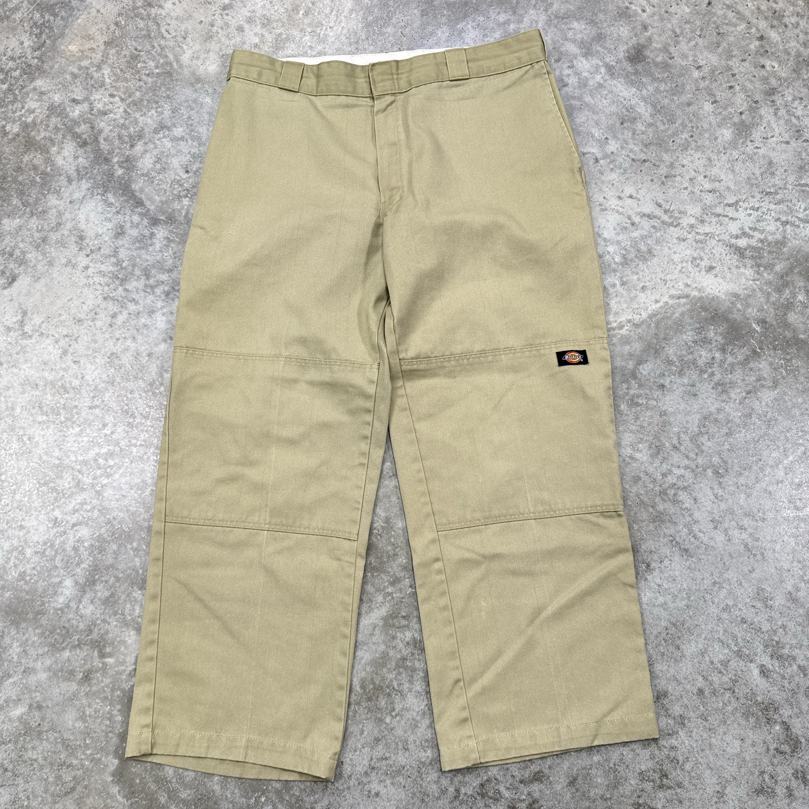 Vintage Dickies Double Knee Baggy Skater Pants Mens 38x29 Beige Y2K Wide Leg