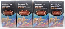 CELESTIAL SEASONINGS Four  PROBIOTIC ENGLISH BREAKFAST BLACK TEA 16 Bags / Box