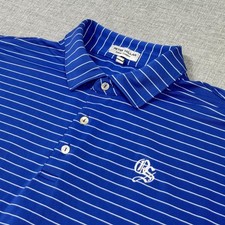 Peter Millar Summer Comfort Golf Polo Shirt Mens Large Blue Striped Short Sleeve
