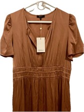 New Quince Silk Tiered Maxi Dress Sz Medium Rose Powder Copper Bohemian NWT