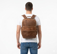 Buffalo Leather Backpack Shoulder Bag Office Laptop Rucksack Handbags 16 In