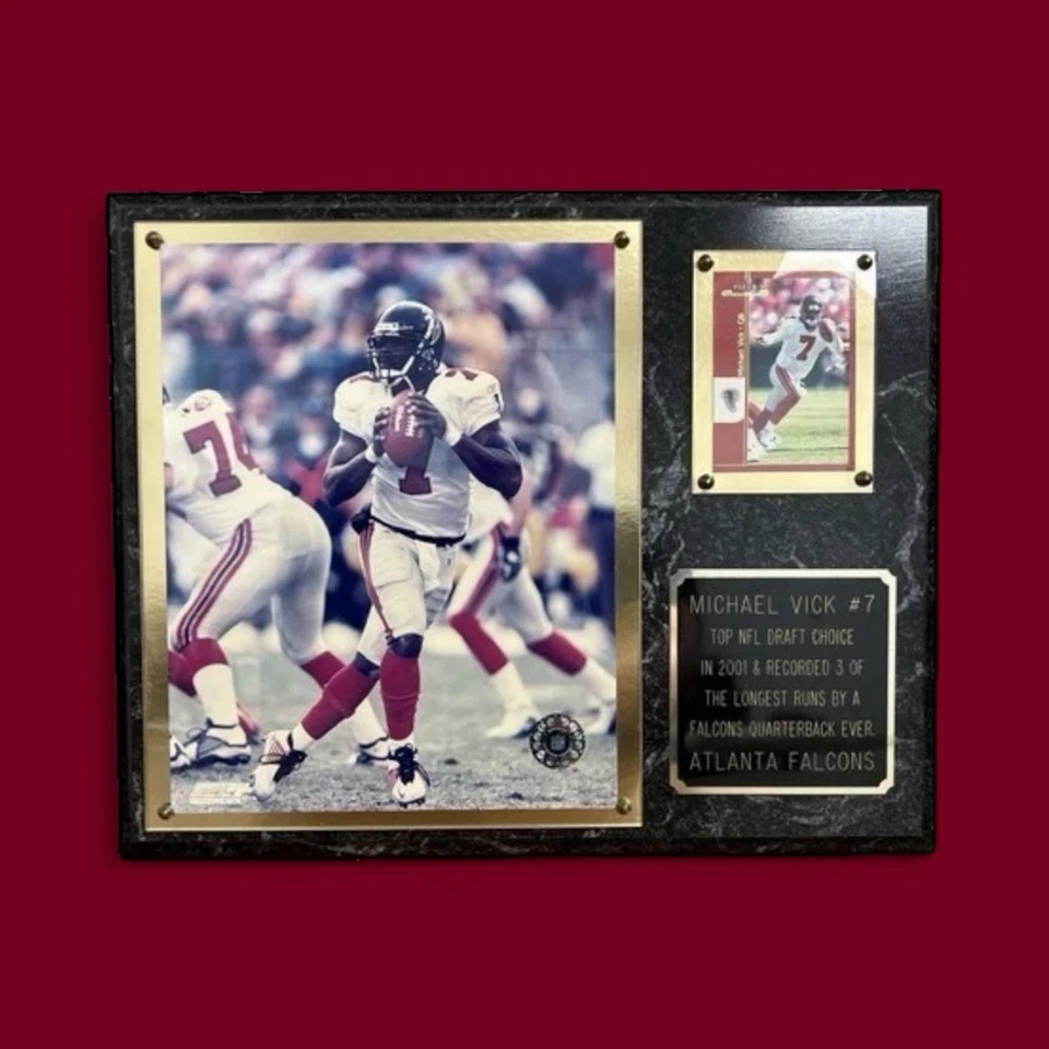 Placa Premium Michael Vick (Foto e Cartão) + Ingresso Falcons Vs Browns 1995 - Imagem 2 de 4