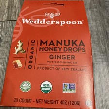 Wedderspoon Organic Manuka Honey Drops Ginger 4 oz Box
