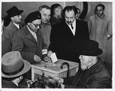 The Israeli politician Menachem Begin casts his vote in the electi- Old Photo