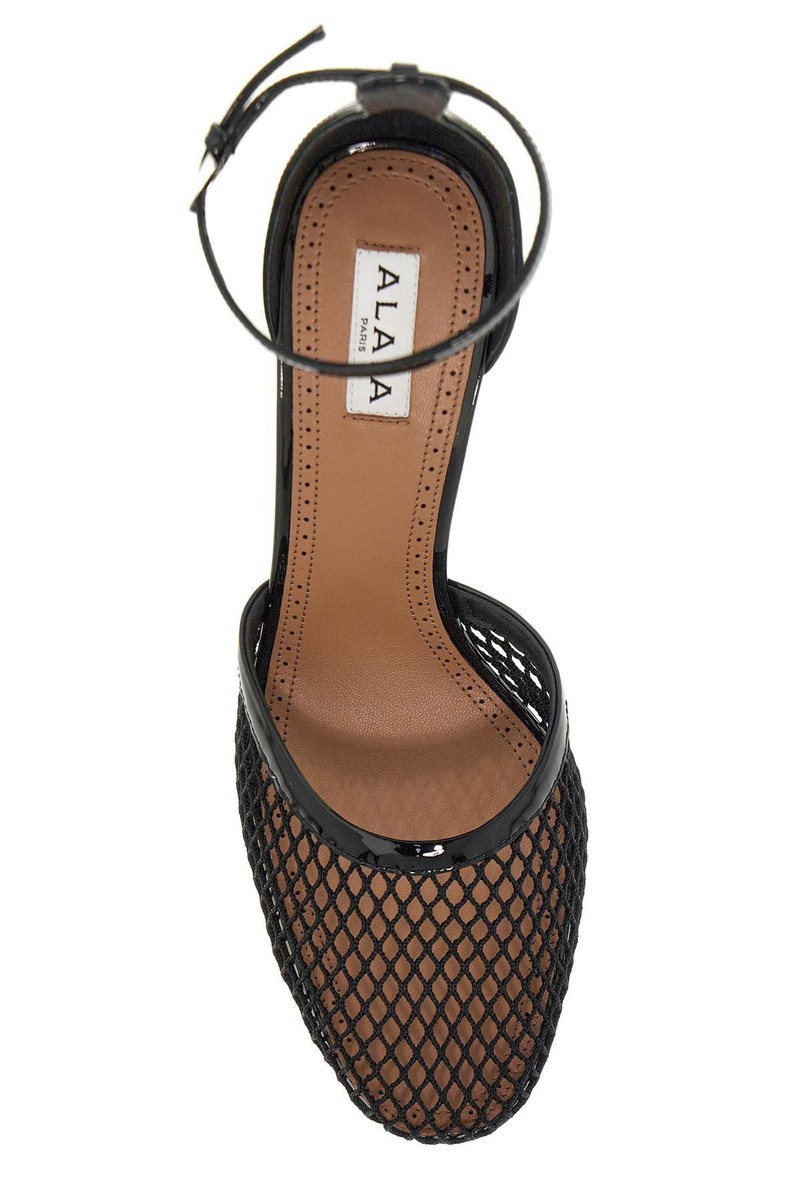 パンプス ALAIA FW25 Heeled shoes (AA3E049TK007 999) Patent leather and mesh pumps ALAIA Woman Sz. 41 IT