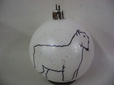 NEW HANDPAINTED BOUVIER DES FLANDRES UNBREAKABLE WHITE CHRISTMAS ORNAMENT 2 1/2"