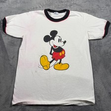 Vintage Disney Character Fashions T-Shirt Mens Large White Mickey Mouse Ringer