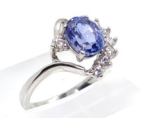 Iolite  White Topaz Sterling Ring Sz 6