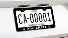 Maserati License Plate Frame Custom Made Of Black Powder Coated Metal