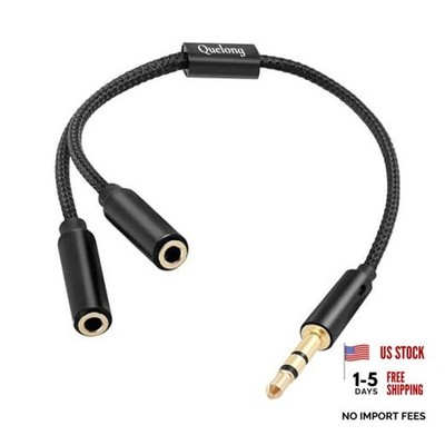 Pcs Headphone Splitter, Dual Headphone Nylon Braided Extension Cable, Hi-Fi 1