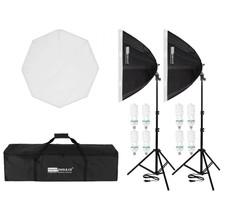 2x Daylight Achteck 90cm Softbox 5600W E27 Lampe Stativ Tasche 5500K Fotolicht