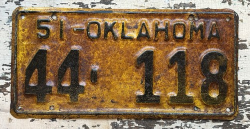 Alter 51 OK. Scheunenfund Rat Rod Oldtimer 1951 Oklahoma Autokennzeichen 44-118