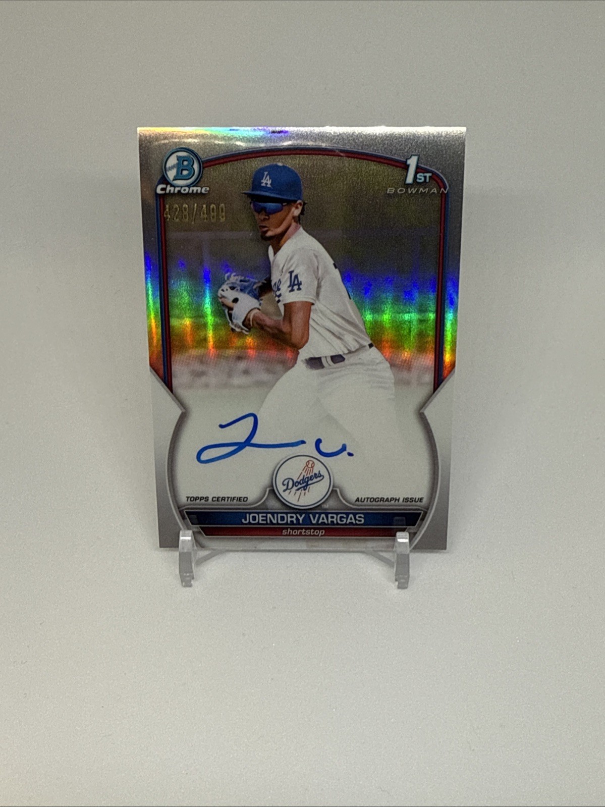 2023 Bowman Chrome Joendry Vargas Auto 1st Prospect Refractor /499 LA Dodgers