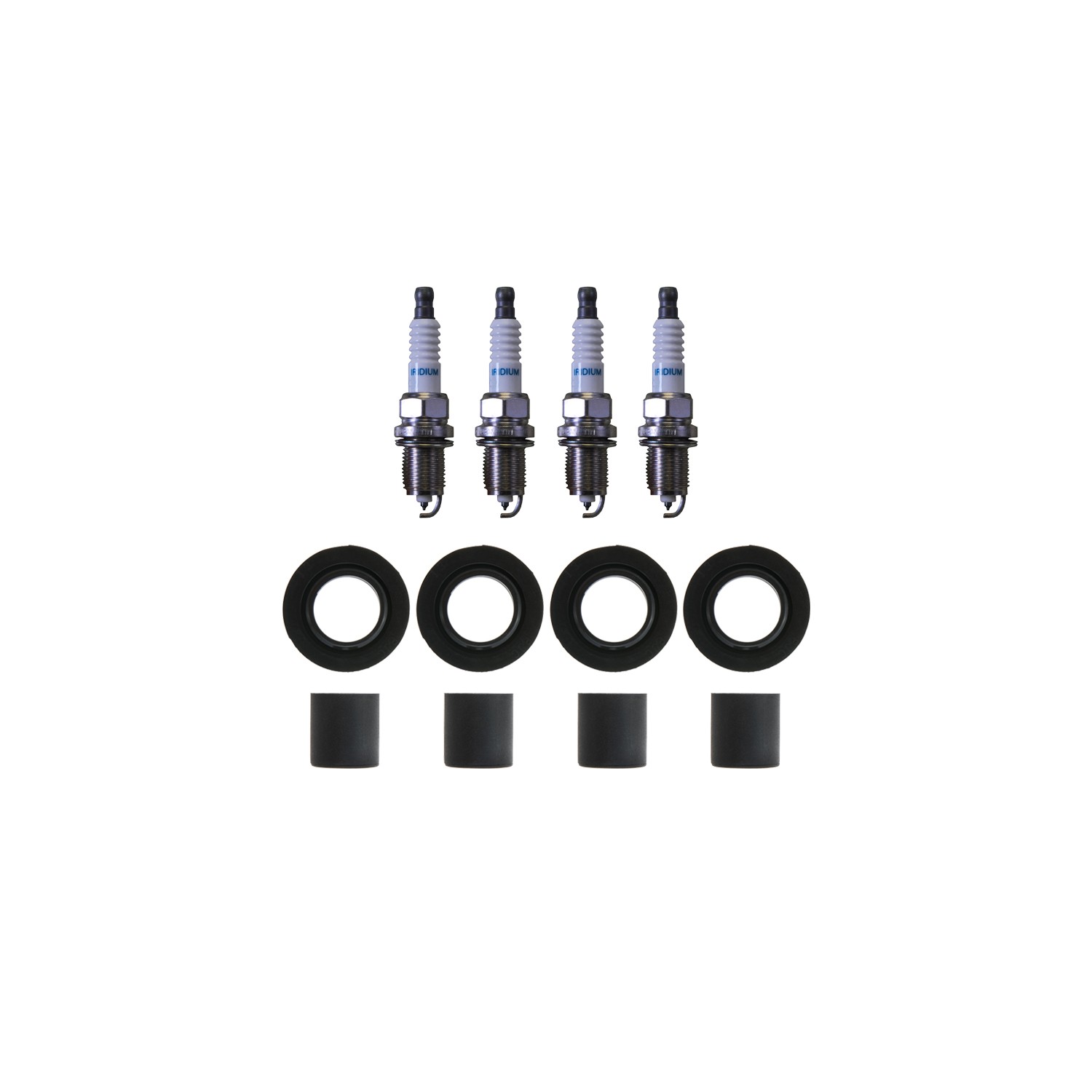 Denso 4 Iridium Spark Plugs and NGK 4 Coil Boot Kit for Honda Civic 1.7L L4