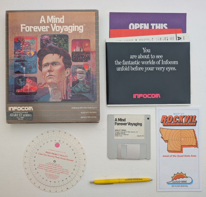 Infocom A Mind Forever Voyaging For Atari ST Complete With Pen 1985