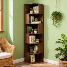 3/4/5 Tier Standing Book Shelves Corner Shelf Storage Wood Display Bookcase Unit