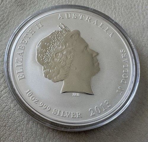 2013P AUSTRALIA 10oz SILVER BU LUNAR SERIES ll YEAR OF THE SNAKE In Mint Capsule - Picture 2 of 4