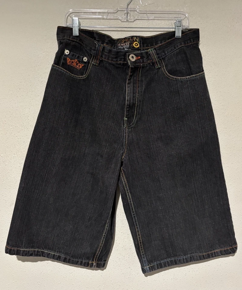 Pantalones Cortos De Colección Bklyn Sueltos Jean Bordados Estilo Y2K Jnco Negros Para Hombres 34 Pantalones Cortos ii25 Foto 2 de 4