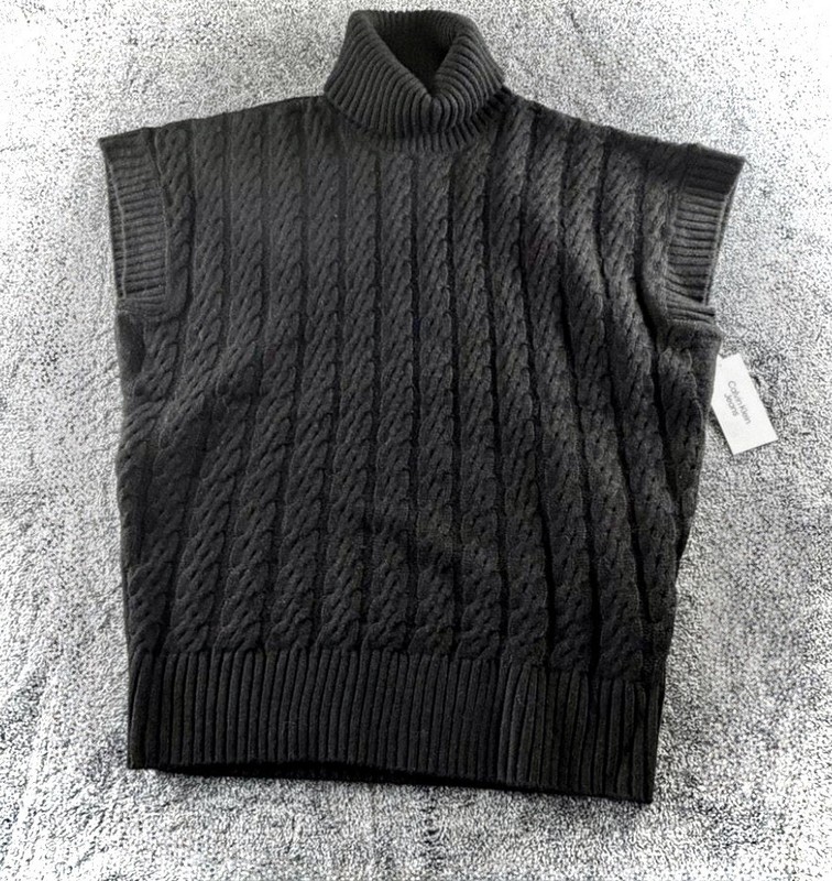 NWT Calvin Klein Turtleneck Pullover Sweater Vest Black Men's Size XL