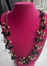 Vintage Charming Charlie Gold Tone Beaded Charm Bracelet Black Gold Jewelry