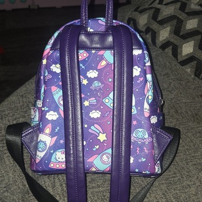 Loungefly Hello Kitty Mini Backpack Rocket Outer Space Spaceship Cosmic Bag Loungefly Hello Kitty Space Rocket Mini Backpack Purple Faux  main image 4