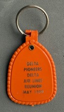 Delta Airlines Plastic Key Ring - Delta Pioneers Reunion May 1989 - Orange