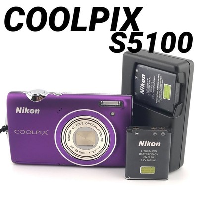 美品✨バッテリー充電器 COOLPIX S5100 コンデジ　デジカメ　パープル Nikon COOLPIX S5100 パープル 美品✨バッテリー充電器 COOLPIX S5100
