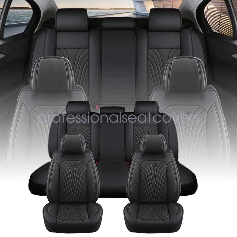 5Seats For 2009-2019 Cadillac CTS Driver & Passenger Leather Seat Cover Black - Imagem 4 de 4