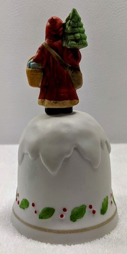 Campana de Navidad de porcelana marca ENESCO Santa Claus Holly vintage - Imagen 2 de 8