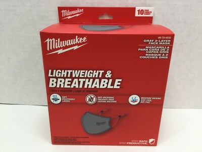 Milwaukee Face Mask Lightweight Breathable ~ Gray 10pk ~ 48-73-4232