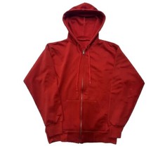 Vintage 70s Double Face Waffle Knit Red Sweatshirt Hoodie Rare Size Medium