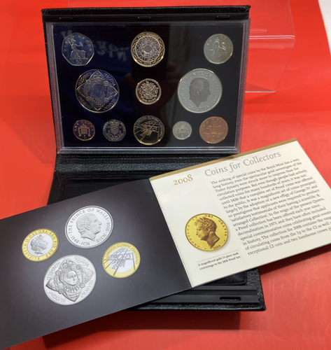 2008 UK Proof 11 Coin Set Deluxe Black Leather Case Collection COA Royal Mint