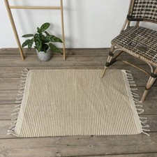 Cotton Jute Brown Tone Rugs  Small Stripe